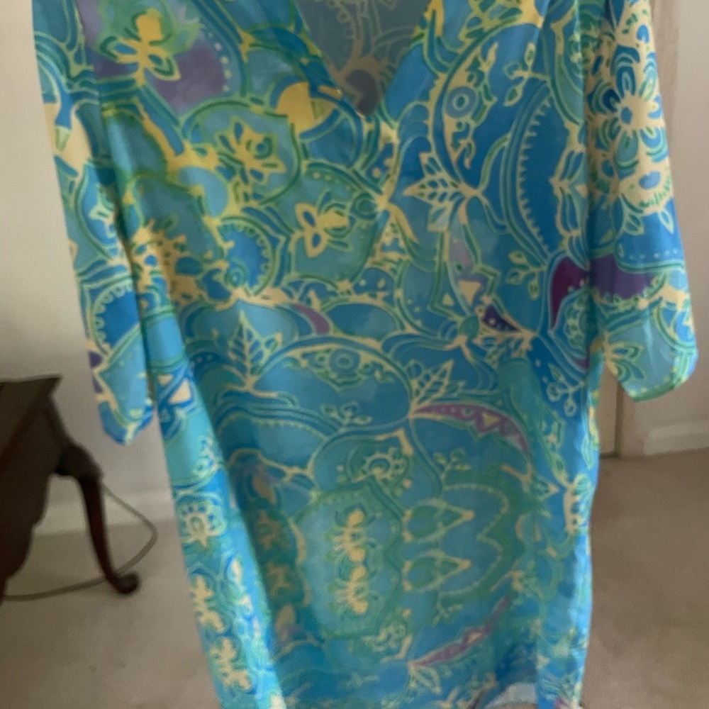 Vibrant Blue and Yellow Patterned Dress